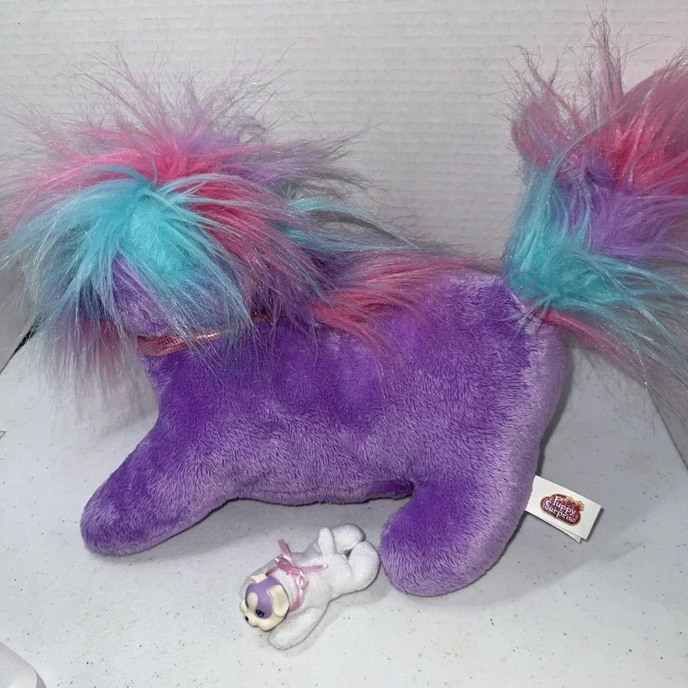 Puppy Surprise Hasbro 2015 Purple Mom Dog Plush Stuffed And 1 Puppy 12